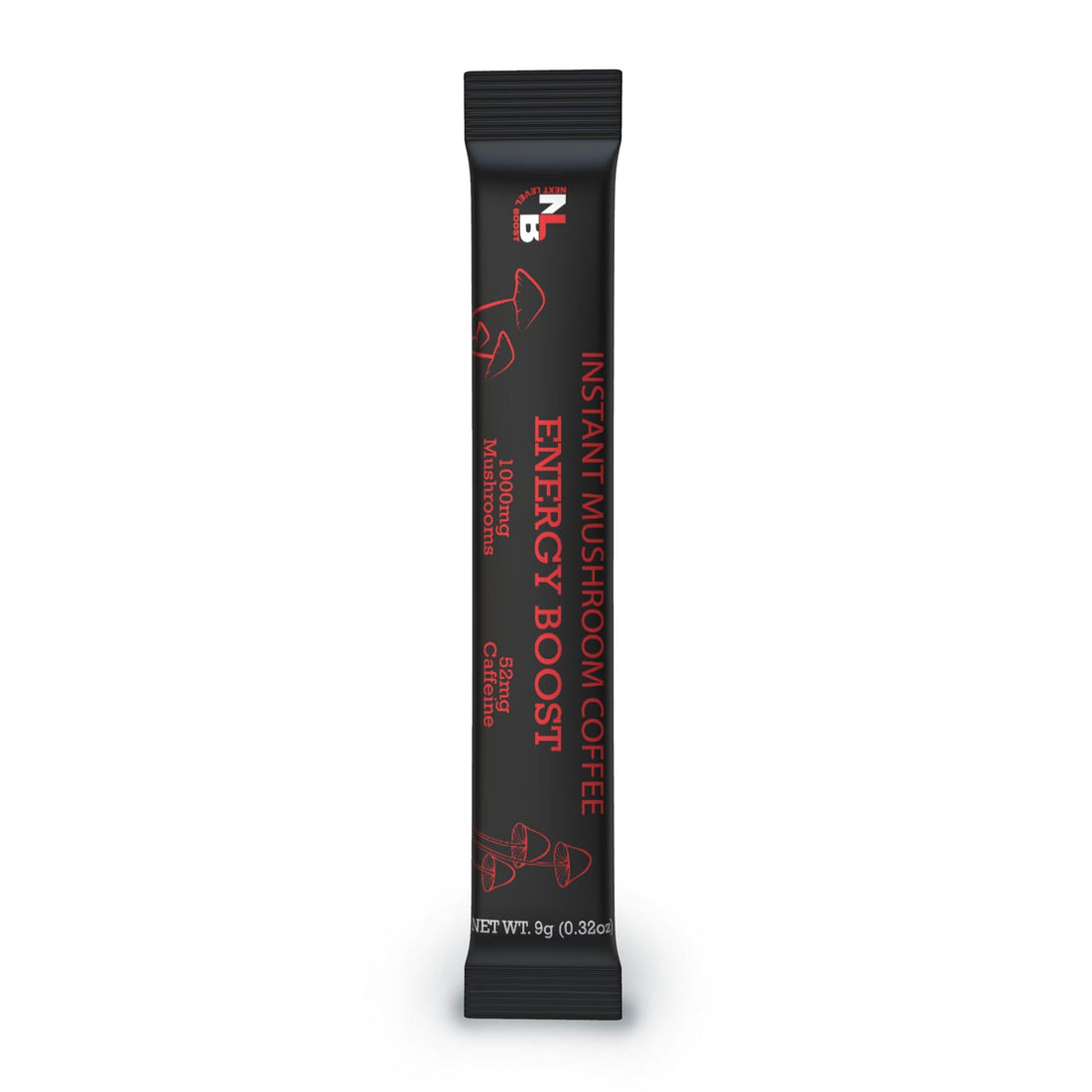 Next Level Energy Sleep Boost instant mushroom coffee stick pack front of packaging.