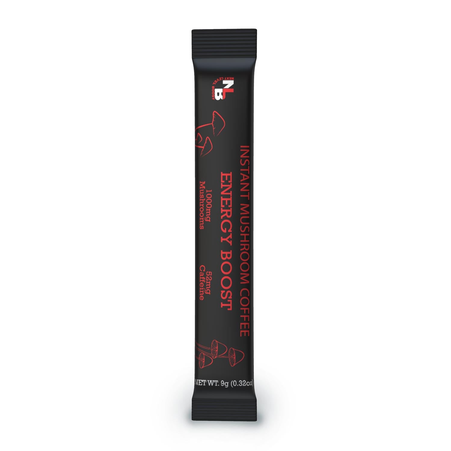 Next Level Energy Sleep Boost instant mushroom coffee stick pack front of packaging.