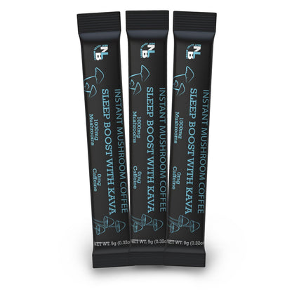 Three-stick sample pack of Next Level Boost Sleep Boost with Kava instant mushroom coffee.
