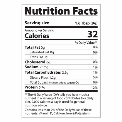Nutrition Facts label for Next Level Boost Immunity Boost Mushroom Coffee, showing calorie count and ingredient breakdown.